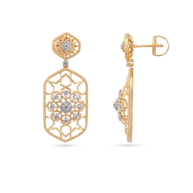 Gold Lace Geometric Earrings,,hi-res 2