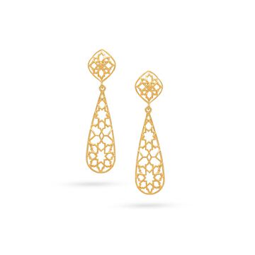 18K Yellow Gold 8-pointed Star Drop Earrings