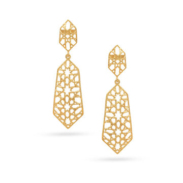 Trendsetting Mashrabiya Pattern 18K Gold Earrings