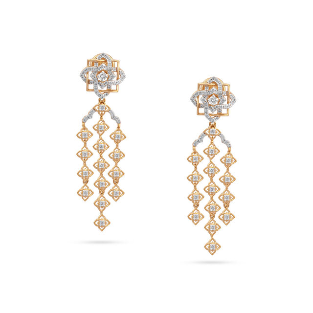 Multi-Drop Diamond Chain Earrings,,hi-res 