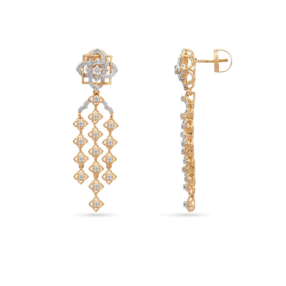Multi Drop Diamond Chain Earrings