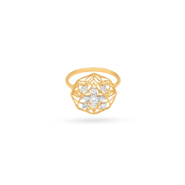 Exquiste Yellow Gold Star-Inspired Ring 
