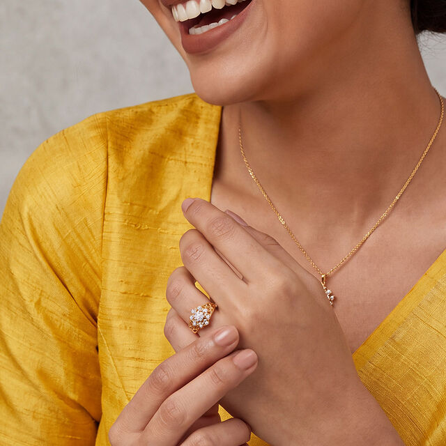 Lace Diamond Gold Ring,,hi-res 3