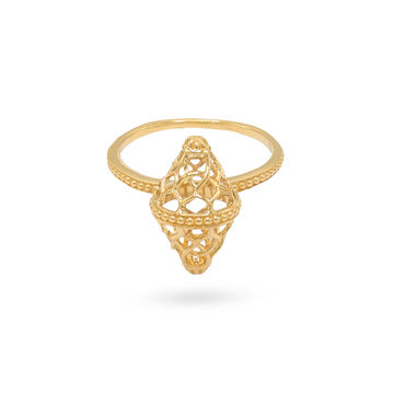 Mashrabiya Pattern Geometric Yellow Gold Ring