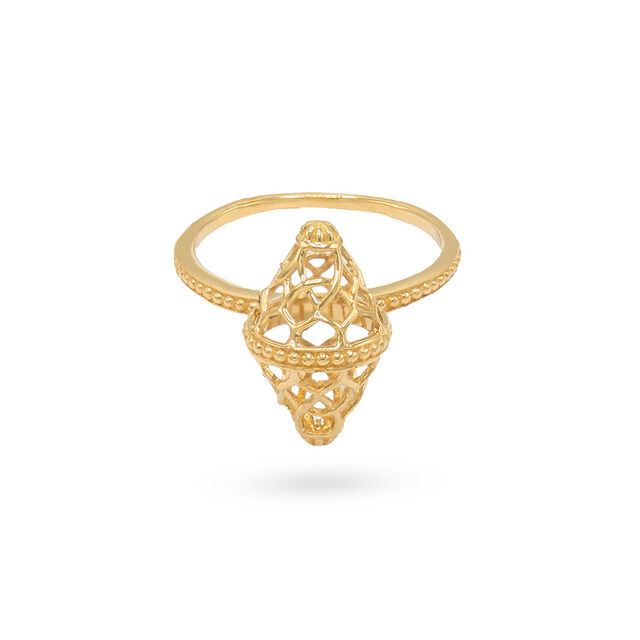 Mashrabiya Pattern Geometric Yellow Gold Ring,,hi-res 