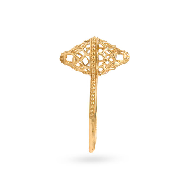 Mashrabiya Pattern Geometric Yellow Gold Ring,,hi-res 3