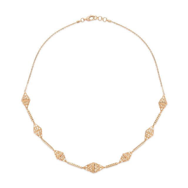 Gold Geometric Lace Necklace,,hi-res 