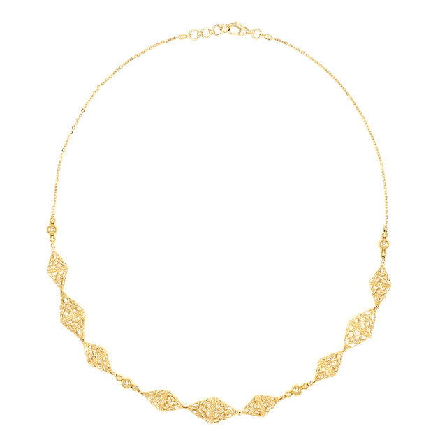 Geometric Lace Gold Necklace,,hi-res 