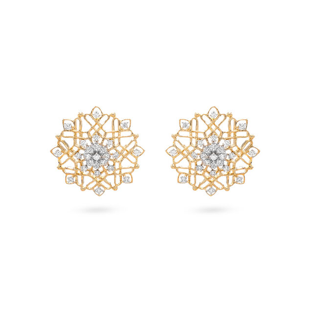 Elaborate Star-Inspired 18k Yellow Gold Studs,,hi-res 