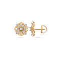 Tanishq Graceful Geometric Diamond Stud Earrings 18K Yellow Gold for Women 