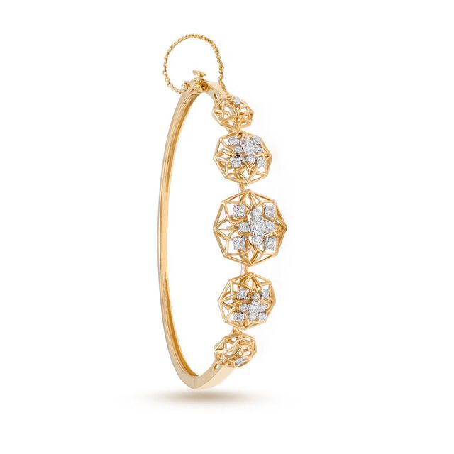 18K Yellow Gold 8-pointed Star Bangle 3