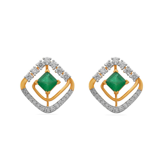 Tanishq 18KT Diamond Pendant and Earrings Set for Women 