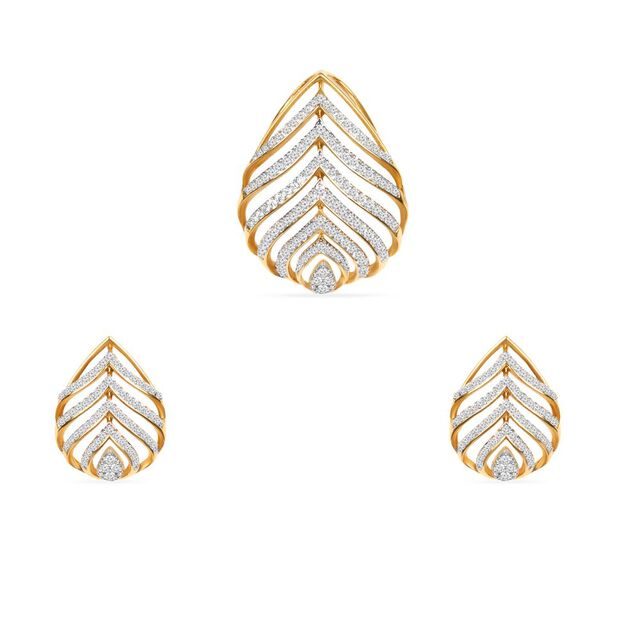 Tanishq 18KT Diamond Pendant with Earrings for Women 
