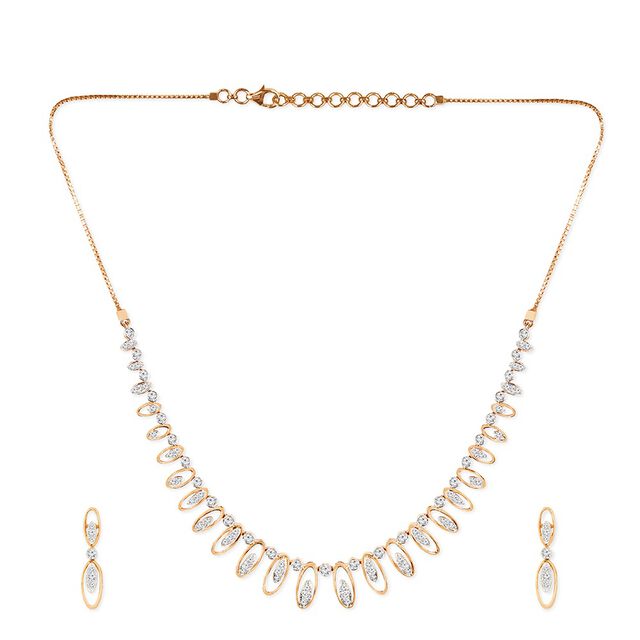 Tanishq 18KT Diamond Neckwear and Earring for Women 