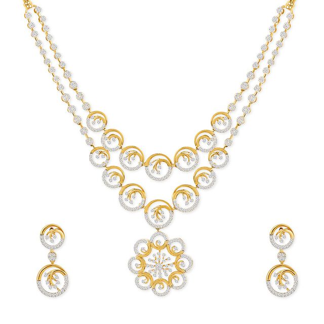 Tanishq 18KT Diamond Neckwear and Earring for Women 2