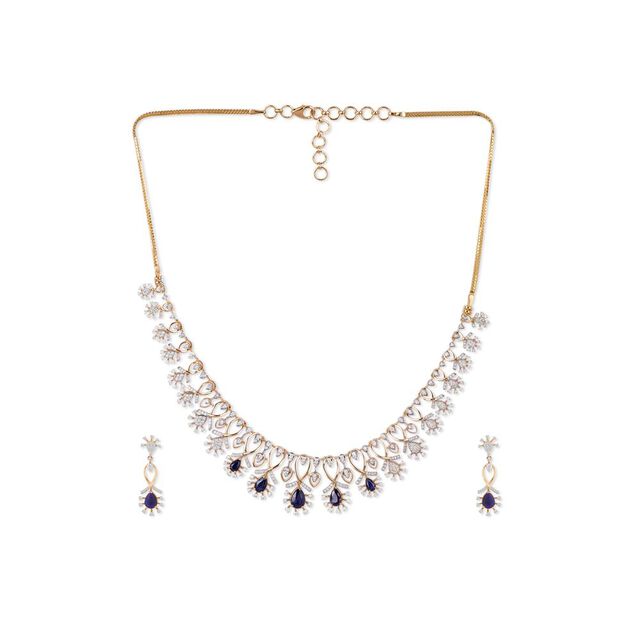 Tanishq 18KT Diamond Necklace Set for Women 