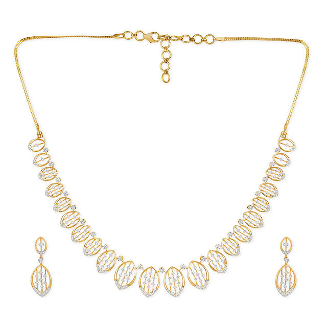 Tanishq 18KT Diamond Neckwear and Earring for Women 