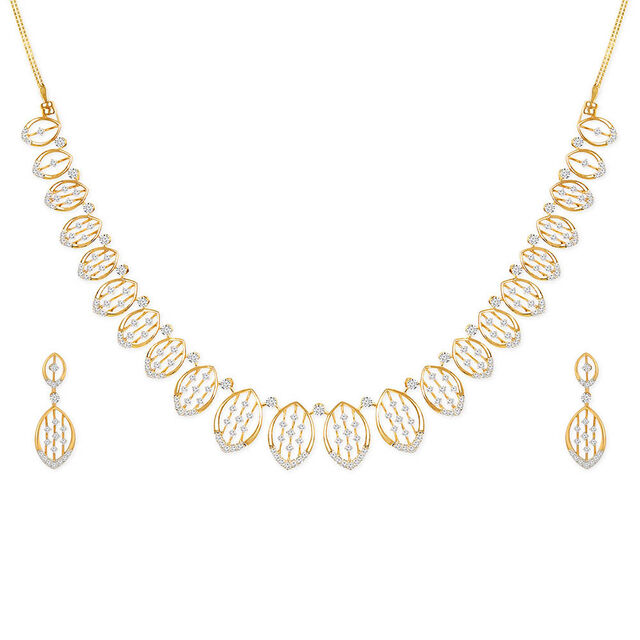 Tanishq 18KT Diamond Neckwear and Earring for Women 3