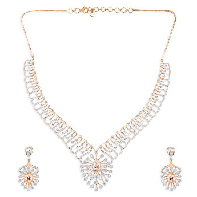 Tanishq 18KT Diamond Neckwear and Earring for Women 3