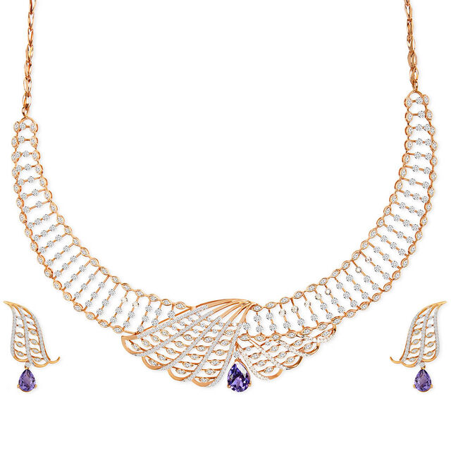 Tanishq 18KT Diamond Neckwear and Earring for Women 3