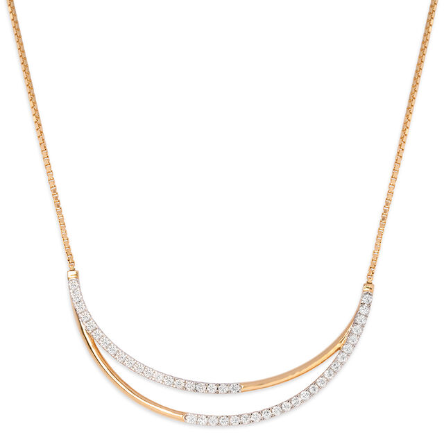 Tanishq 18KT Diamond Pendant with Chain and Earrings Set for Women 2