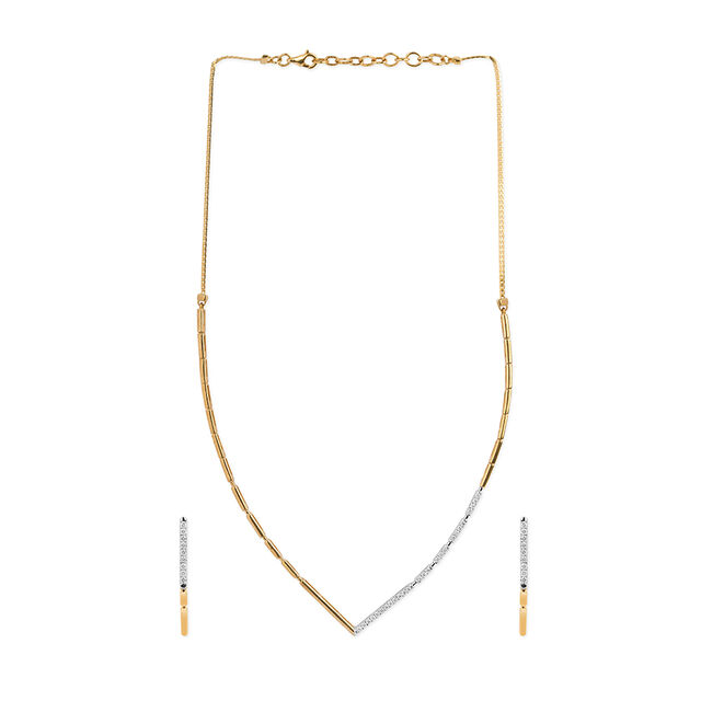 Tanishq 18KT Diamond Necklace Set for Women 