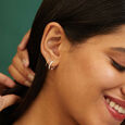 Tanishq Swirl Hoops 18K White Gold Diamond Earrings for Women 2
