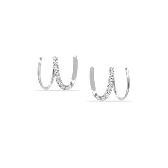 Tanishq Swirl Hoops 18K White Gold Diamond Earrings for Women 7