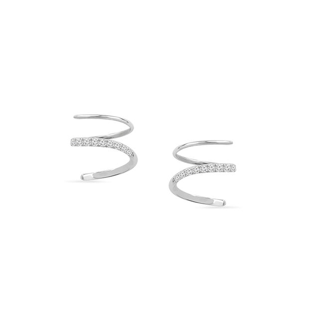 Tanishq Swirl Hoops 18K White Gold Diamond Earrings for Women 8