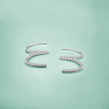 Tanishq Swirl Hoops 18K White Gold Diamond Earrings for Women
