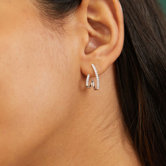 Tanishq Swirl Illusion Diamond Stud Earrings 18K White Gold for Women 2