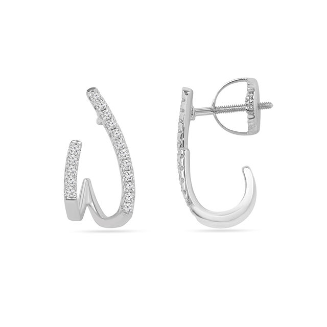 Tanishq Swirl Illusion Diamond Stud Earrings 18K White Gold for Women 8