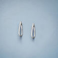Tanishq Ribbon Fold Danglers 18K White Gold Diamond Earrings for Women 