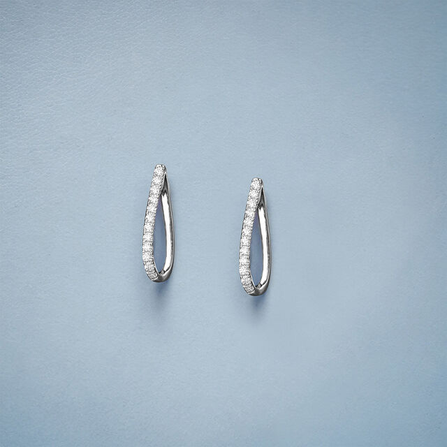 Tanishq Ribbon Fold Danglers 18K White Gold Diamond Earrings for Women 