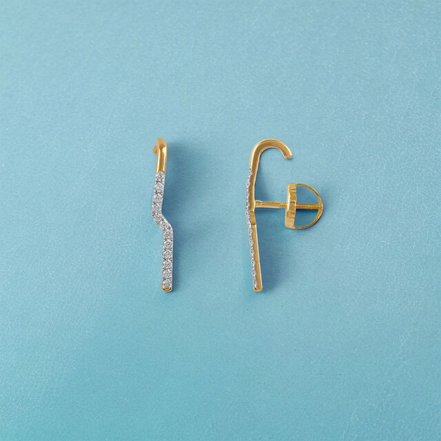 Tanishq J Bali Diamond Stud Earrings 18K Yellow Gold for Women 4