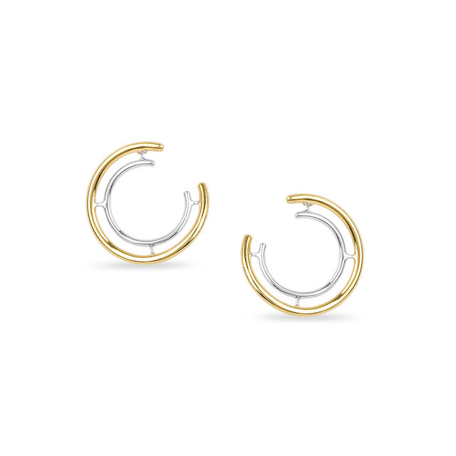 Tanishq Dual Hoop Diamond Stud Earrings 18K Yellow and White Gold for Women 7