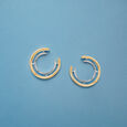 Tanishq Dual Hoop Diamond Stud Earrings 18K Yellow and White Gold for Women 