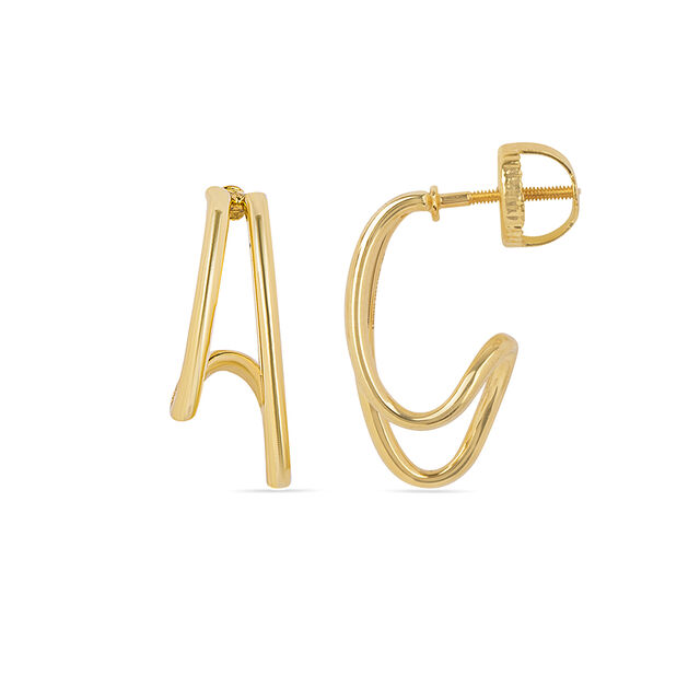 Tanishq Hoop Illusion Diamond Stud Earrings 18K Yellow Gold for Women 7