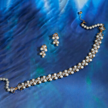 Pearl Cascade Choker-Bracelet Set
