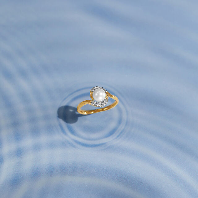 Moonlit Whisper Pearl Diamond Ring 