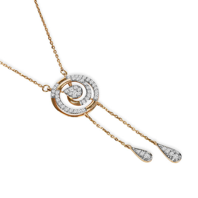 Tanishq 18KT Diamond Pendant with Chain and Earrings Set for Women 2