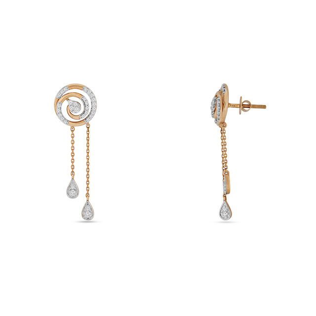 Tanishq 18KT Diamond Pendant with Chain and Earrings Set for Women 5