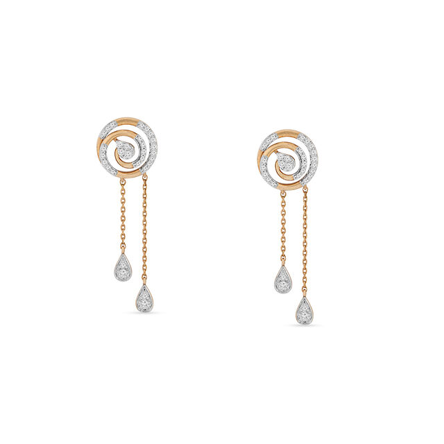 Tanishq 18KT Diamond Pendant with Chain and Earrings Set for Women 6