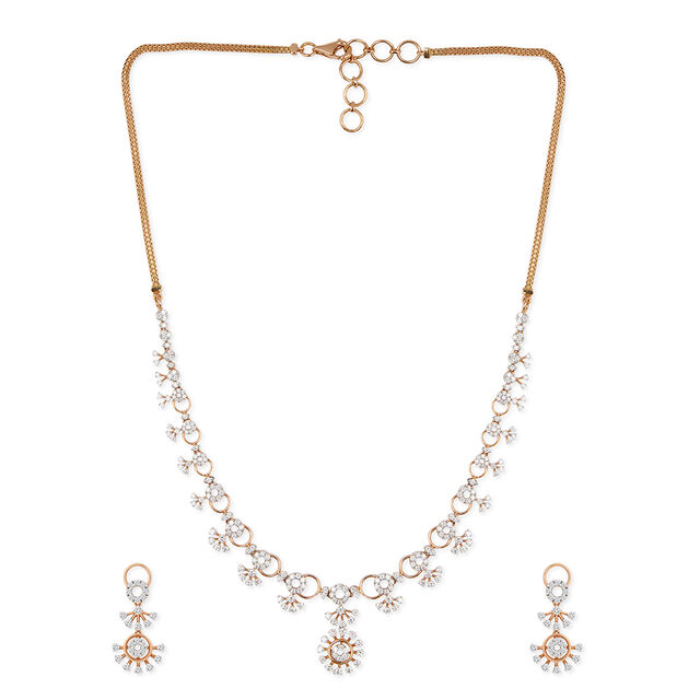 Tanishq 18KT Diamond Necklace Set for Women 
