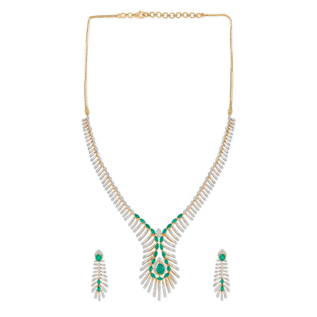 Tanishq 18KT Diamond Necklace Set for Women 