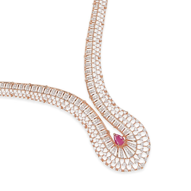 Tanishq 18KT Diamond Necklace Set for Women 2