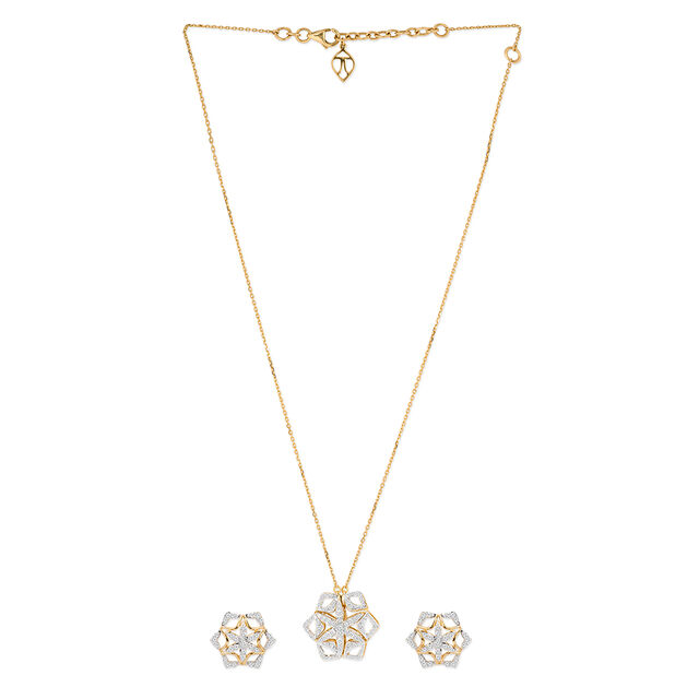 Tanishq 18KT Diamond Necklace Set for Women 
