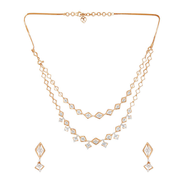 Tanishq 18KT Diamond Necklace Set for Women 2