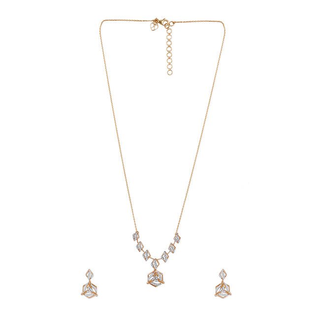 Tanishq 18KT Diamond Necklace Set for Women 
