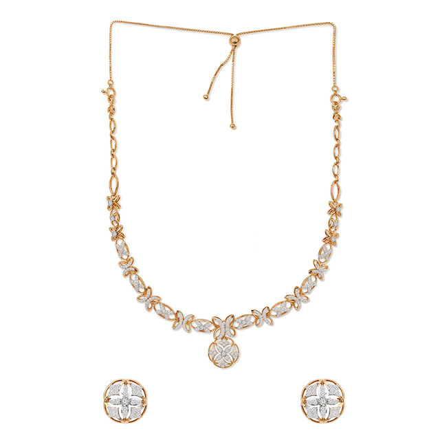 Tanishq 18KT Diamond Necklace Set for Women 